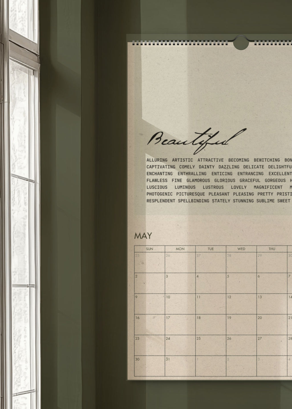 2027 Another Word for Beautiful Thesaurus-Inspired Calendar