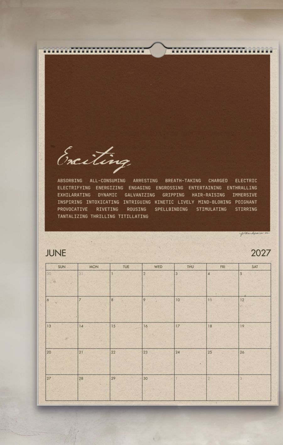 2027 Another Word for Beautiful Thesaurus-Inspired Calendar