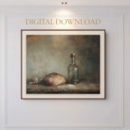 Vintage Bread and Wine Oil Painting (Printable Wall Art)